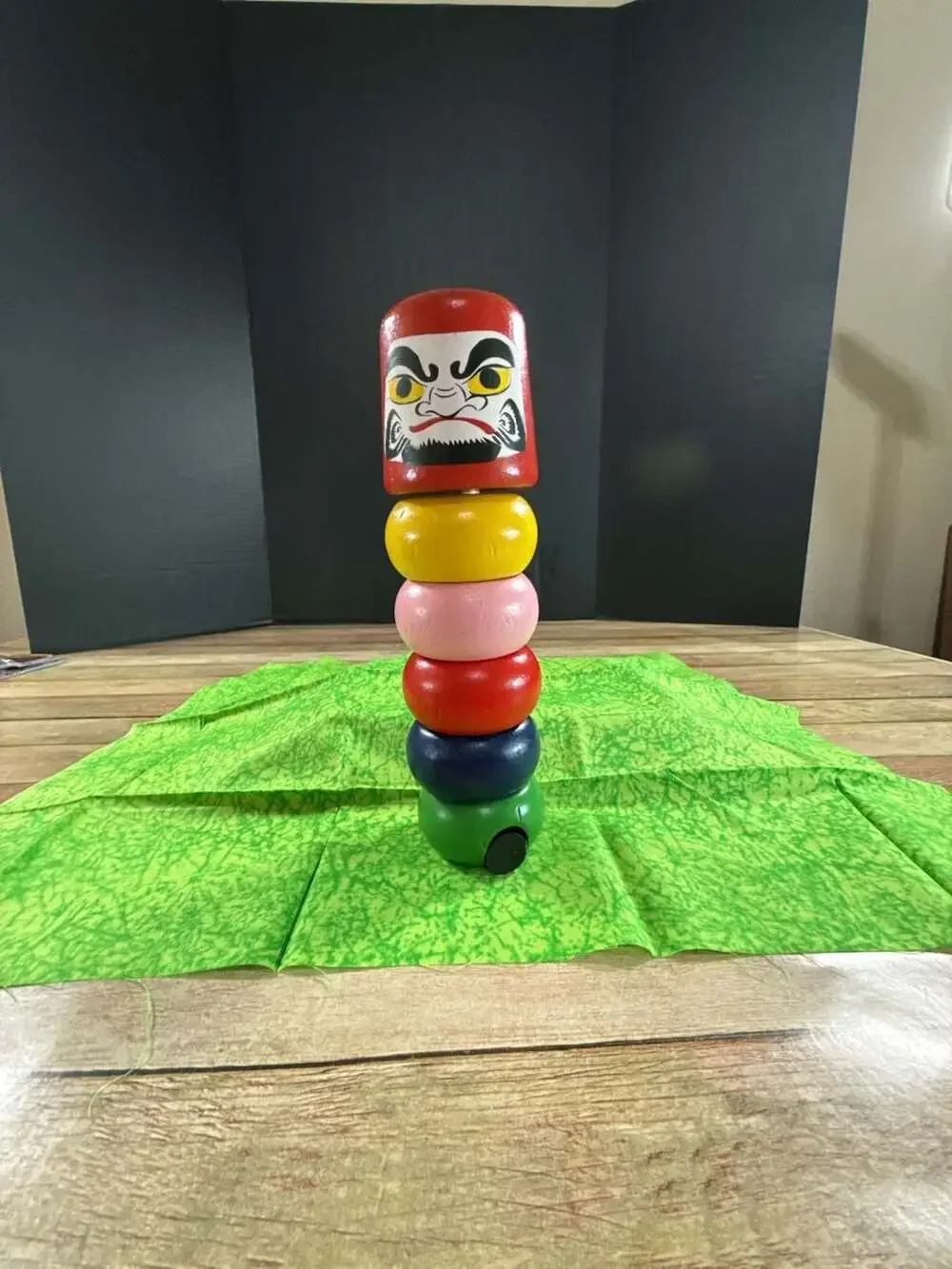 Traditional Japanese Daruma Otoshi Wooden Stacking Block Tower Game Toy with Ham